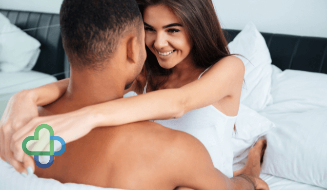 man with erectile dysfunction in bed with his girlfriend - buy cheap erectile dysfunction online