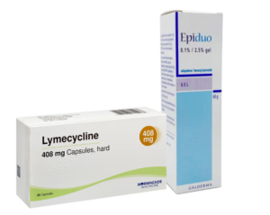 Lymecycline and Epiduo packaging - buy acne treatment online