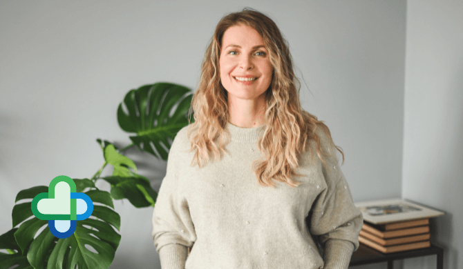 menopausal woman wearing sweater - buy hrt treatments online