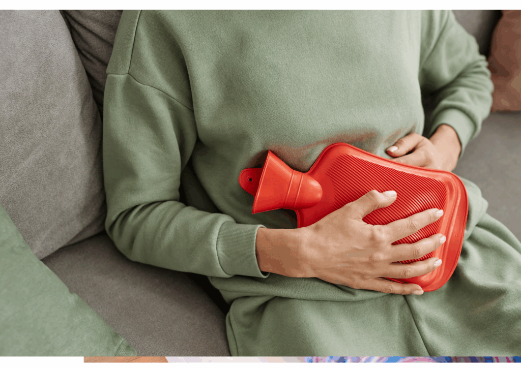 woman with hot water bottle