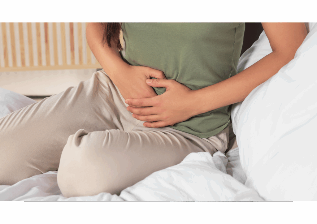 women clutching stomach