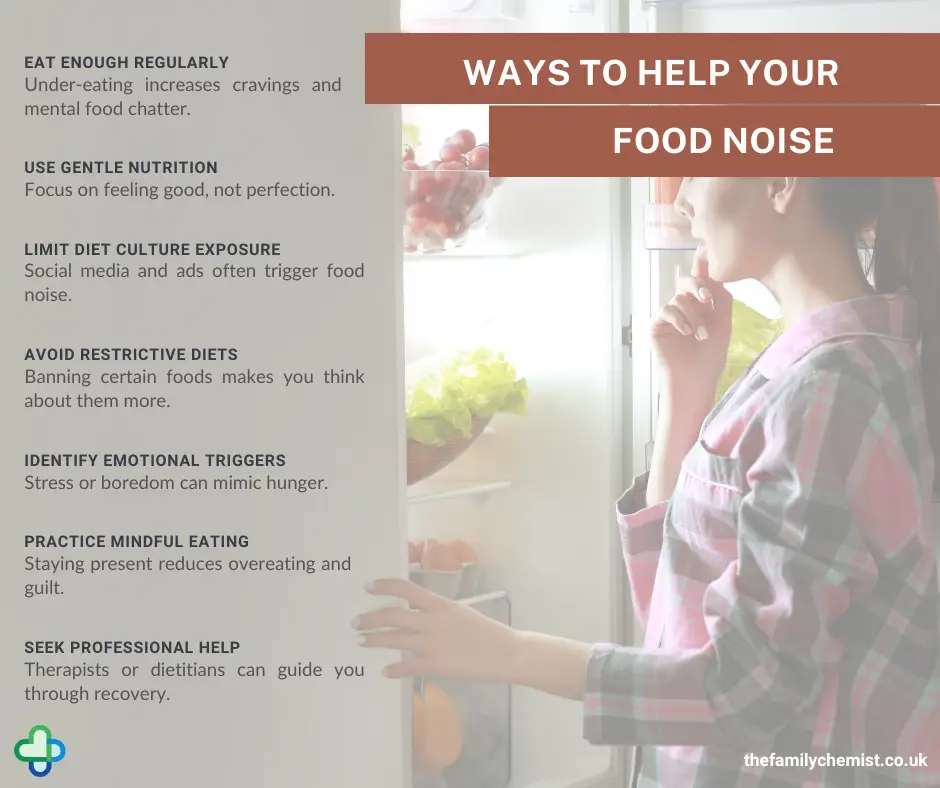 ways to help food noise help with food noise infographic