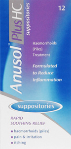 Anusol Plus HC Suppositories (Pack of 12)