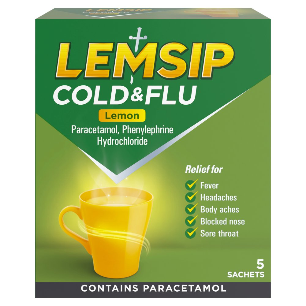 Lemsip Lemon Cold & Flu Sachets (650mg/10mg)