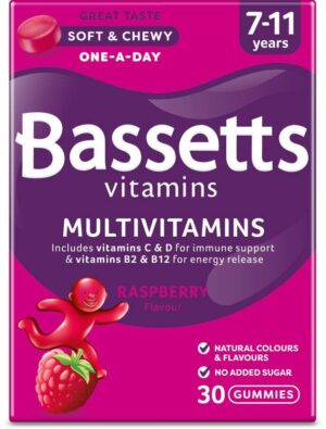 Bassetts Multivitamins 7-11 Years Raspberry (30)