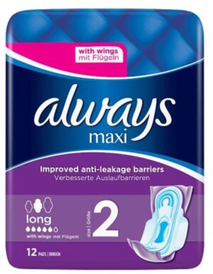 Always Maxi Pads Long With Wings (12)