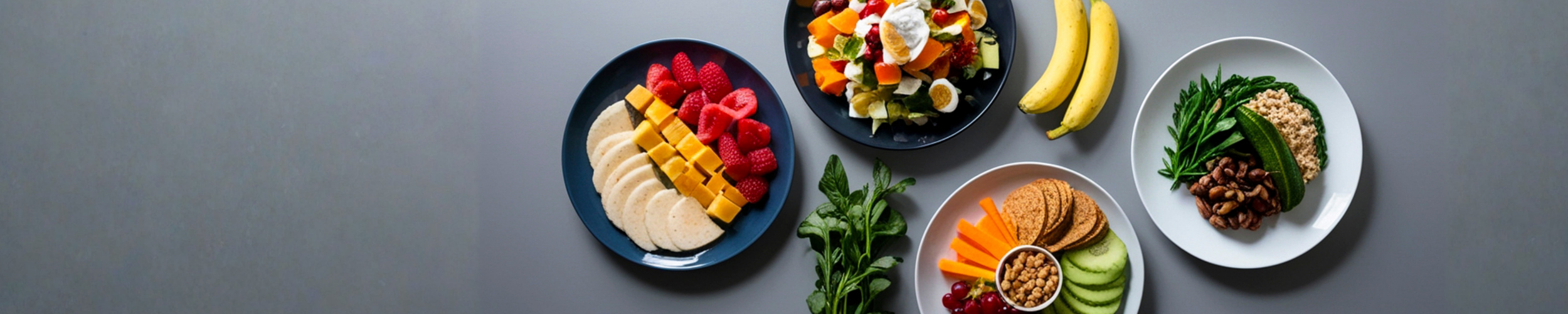 blog banner of various foods sperate on plates