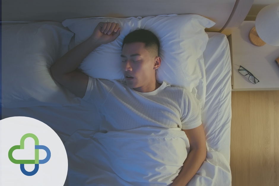 feature pic for blog. man in bed snoring sleeping